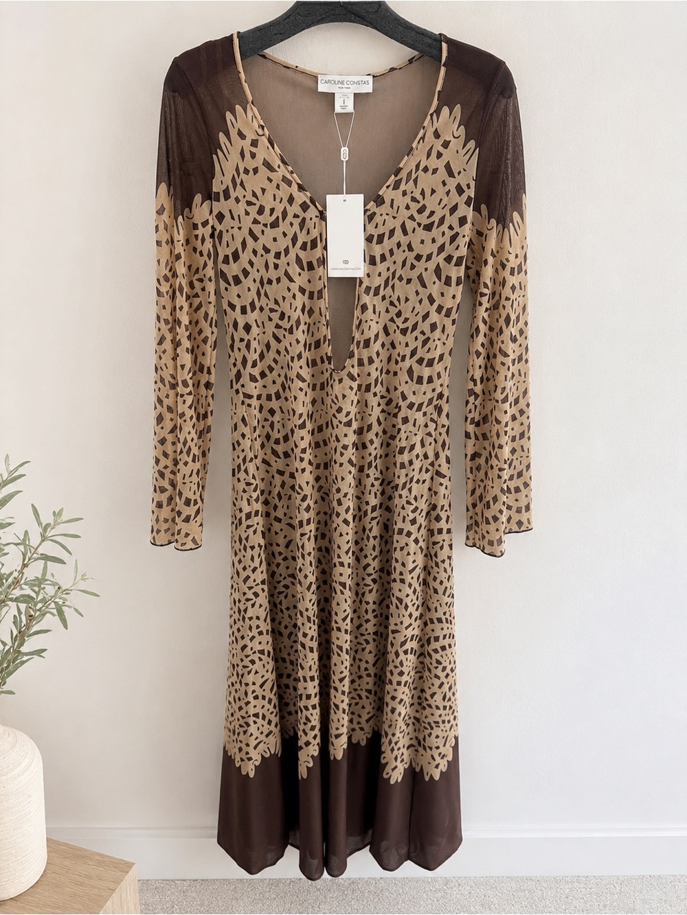 Caroline Constas Brown Leopard-Print Long Sleeve Swim Cover-Up - Picture 4 of 4
